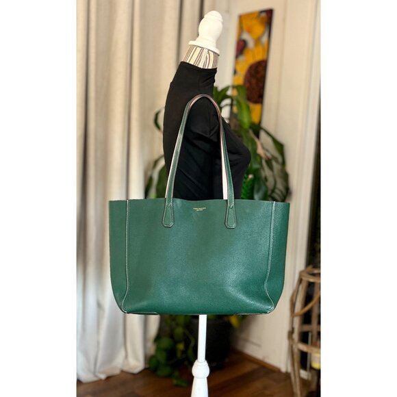 RARE!! AUTHENTIC TORY BURCH KELLY GREEN AND PINK LEATHER PERRY TOTE SHOULDER BAG - Picture 10 of 12